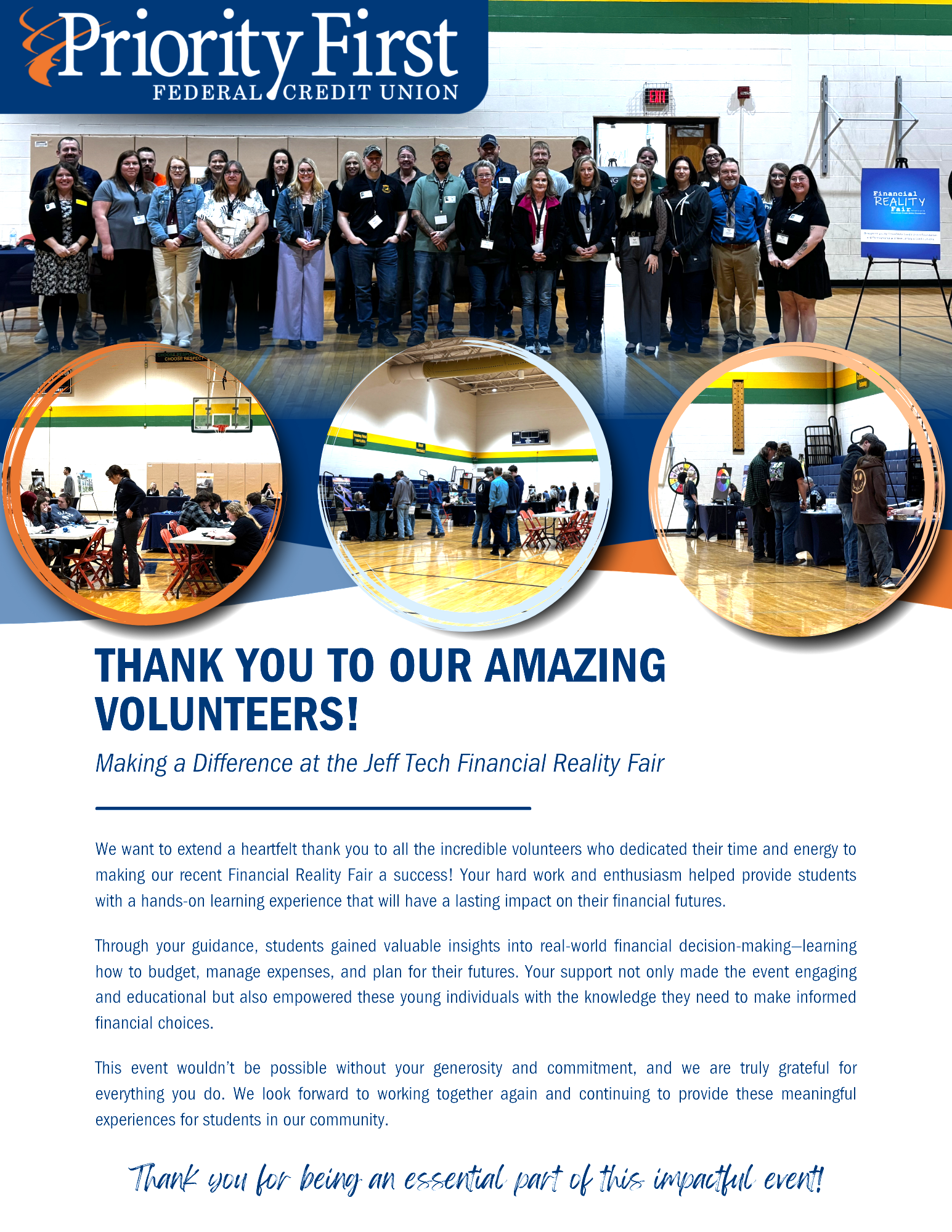 Community Action, Inc. along with several area organizations help at the financial reality fairs.